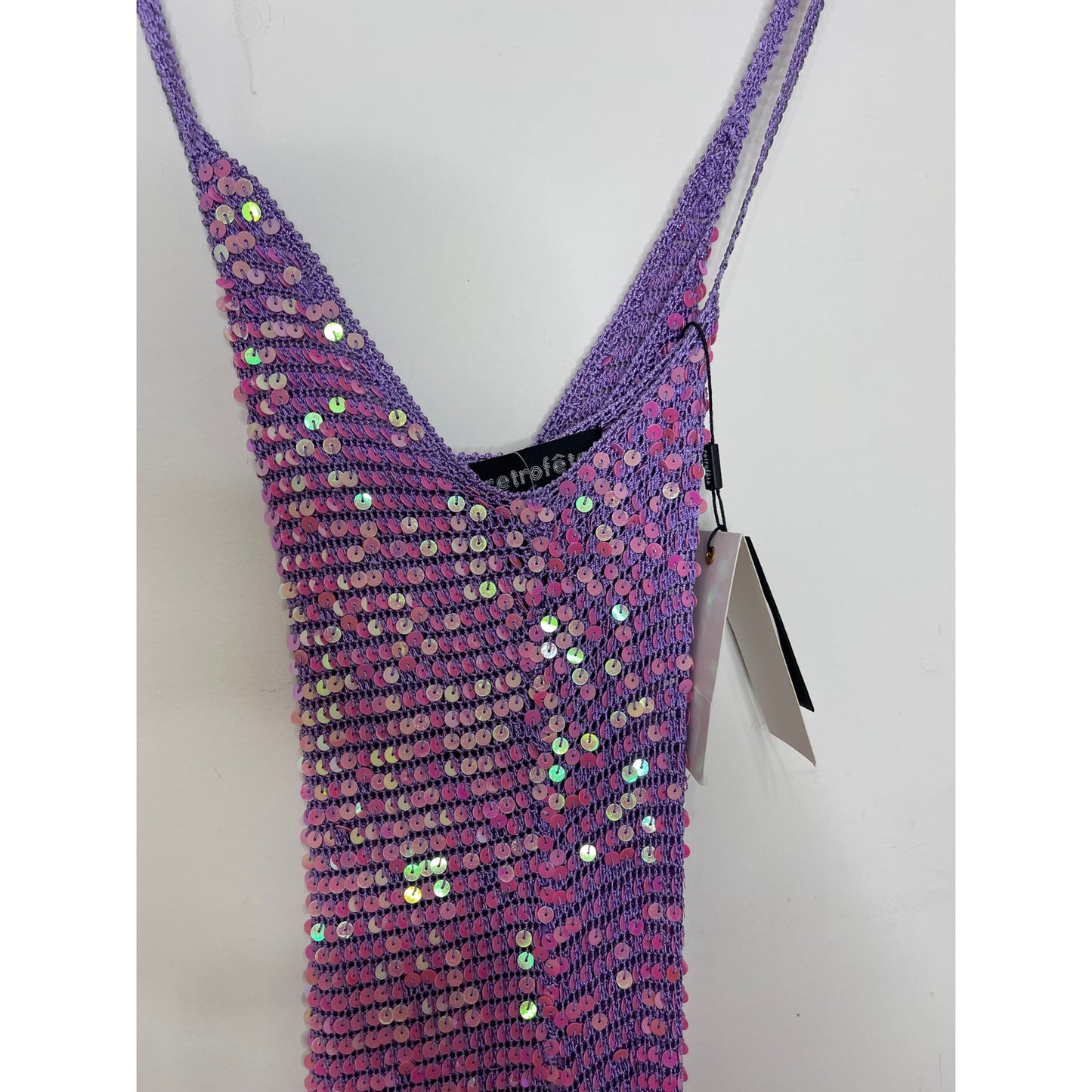 Retrofete Marie Dress in Iridescent Lilac Pink Size M/L Sleeveless Embellished