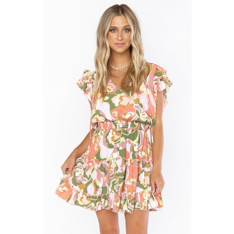 Show Me Your Mumu Wild Dreams Mini Dress in Retro Floral Size XXL Cap Sleeve