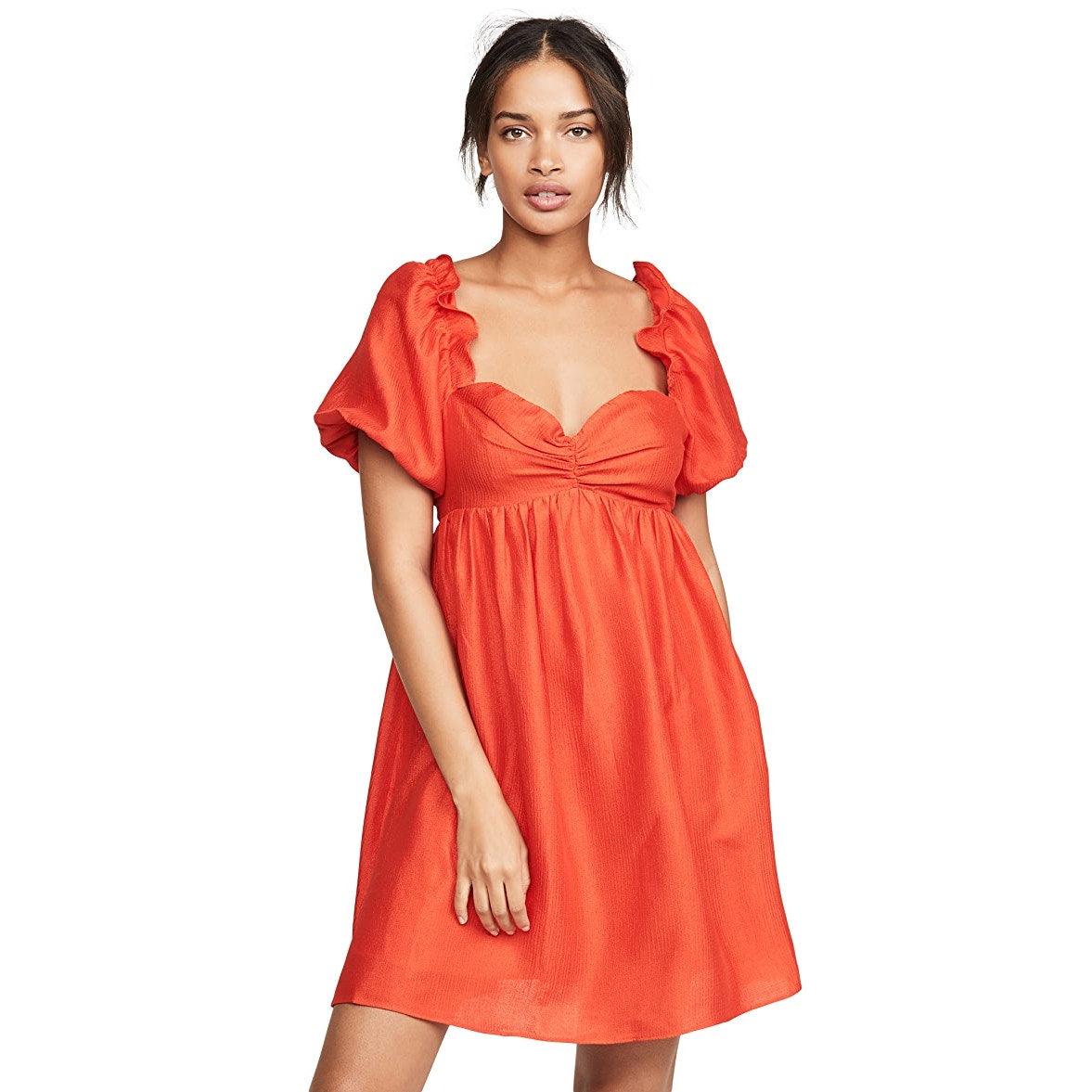 English Factory Red Balloon Sleeve Mini Dress Size Small