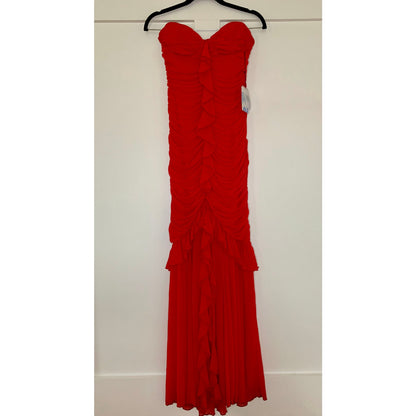 Majorelle Giules Strapless Gown in Cherry Red Dress Medium Ruffle Lined Party