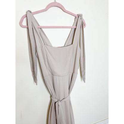 Show Me Your Mumu Claire Midi Dress in Soft Beige Chiffon Size Medium