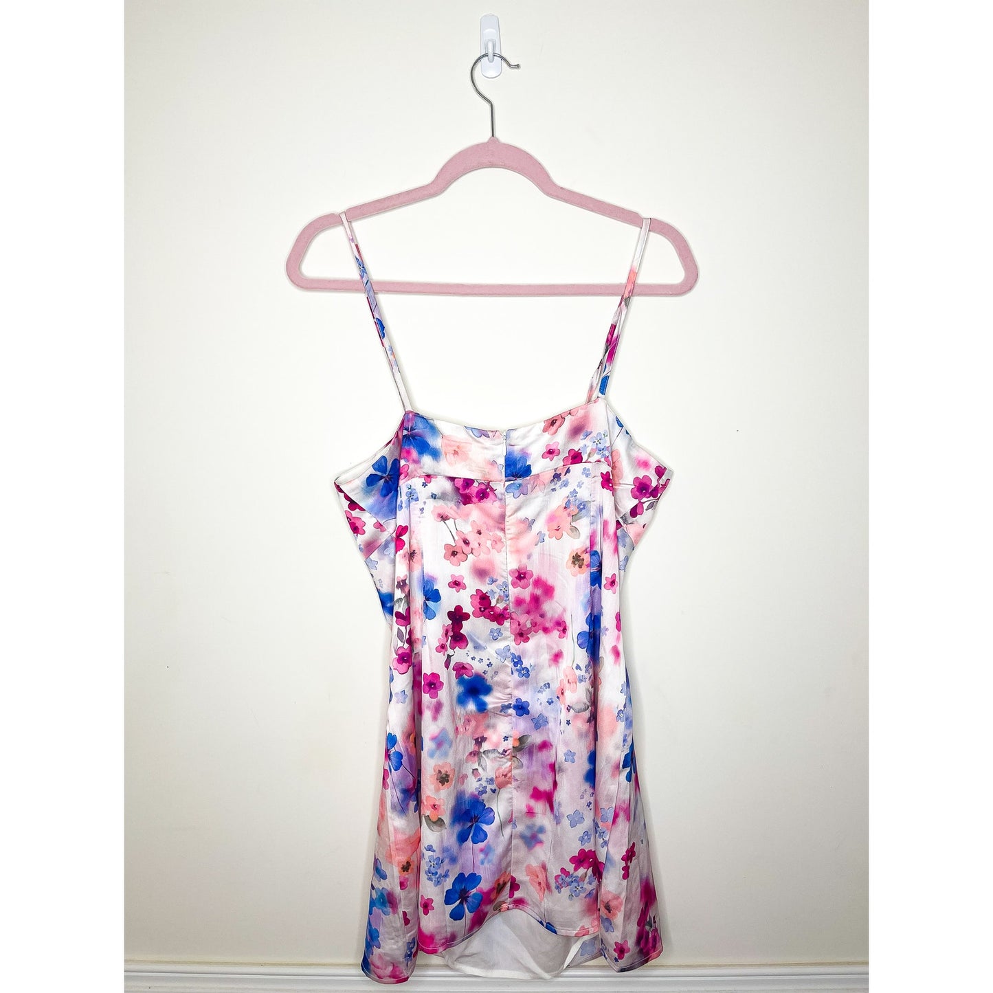Showpo I've Got You Now Mini Slip Dress in Blue Floral Size 10