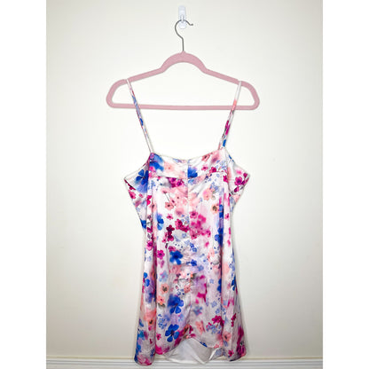 Showpo I've Got You Now Mini Slip Dress in Blue Floral Size 10