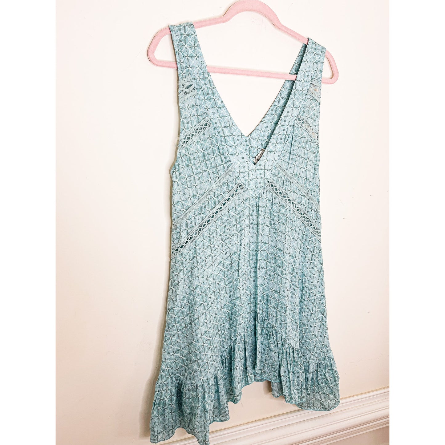Free People Light Blue Let it Happen Mini Slip Dress Size XS