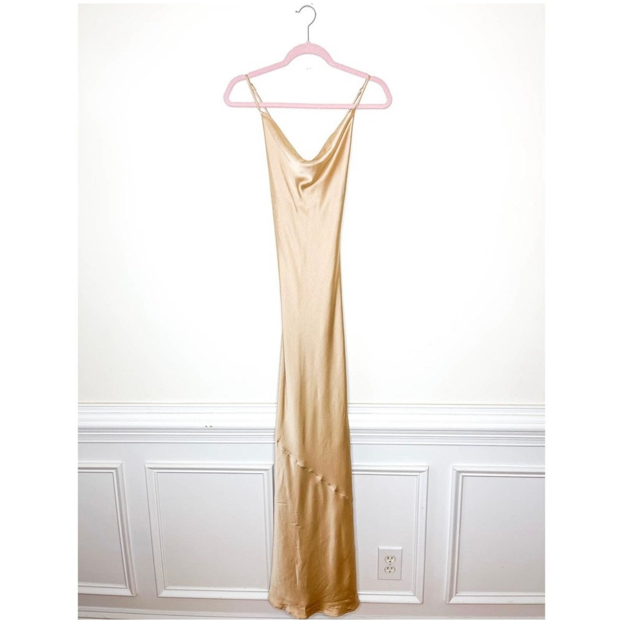 Show Me Your Mumu Tuscany Maxi Slip Dress in Champagne Luxe Satin Size Medium SMYM22