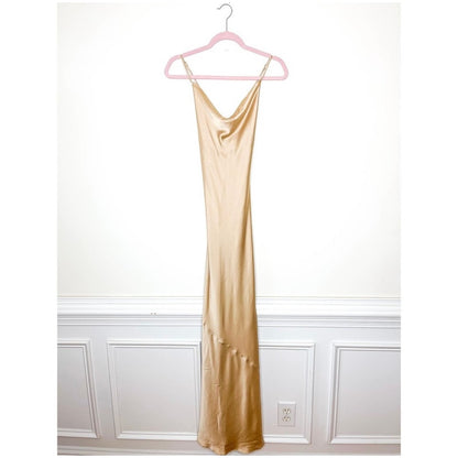 Show Me Your Mumu Tuscany Maxi Slip Dress in Champagne Luxe Satin Size Medium SMYM22