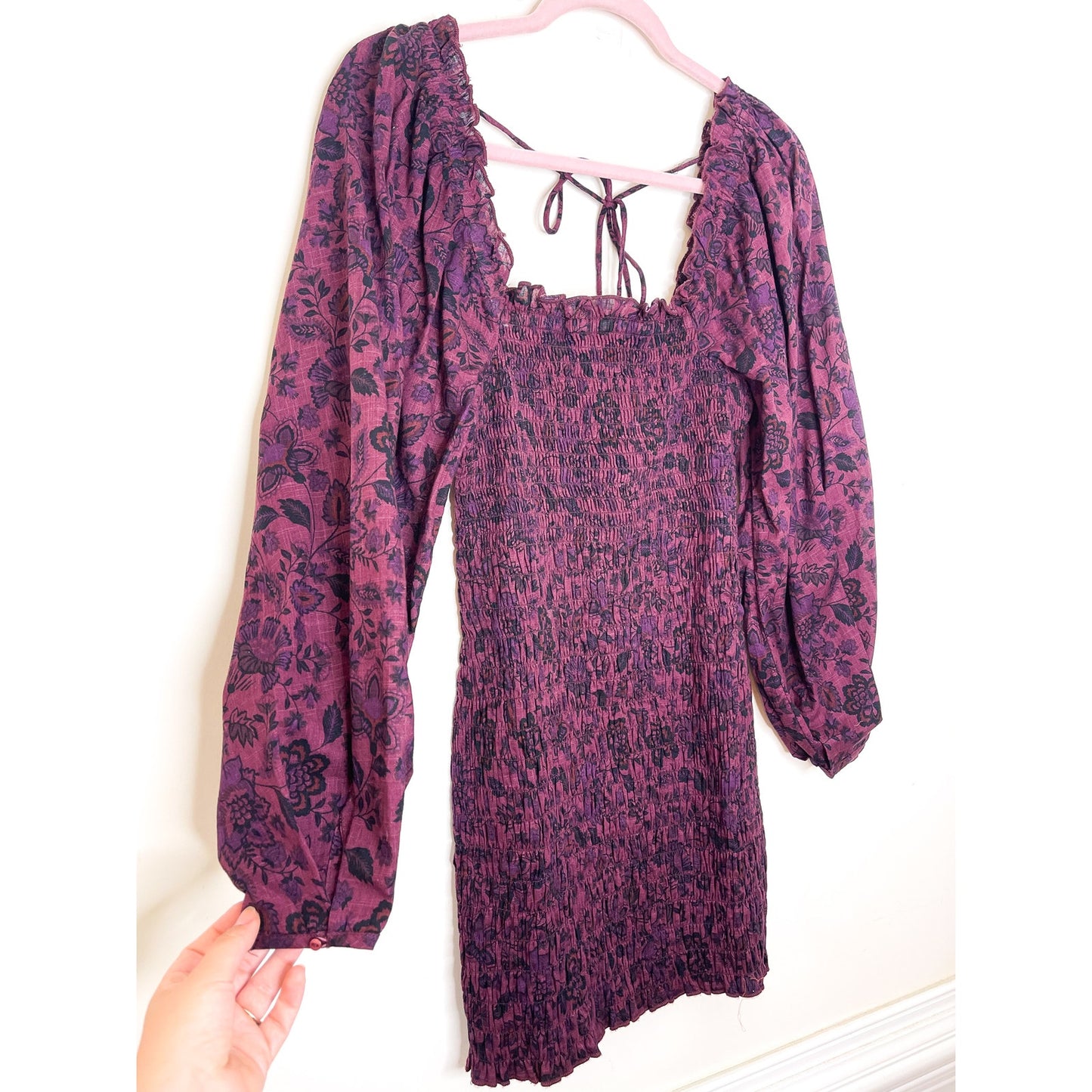 Free People Smock It To Me Mini Dress in Hazelnut Combo Size XS