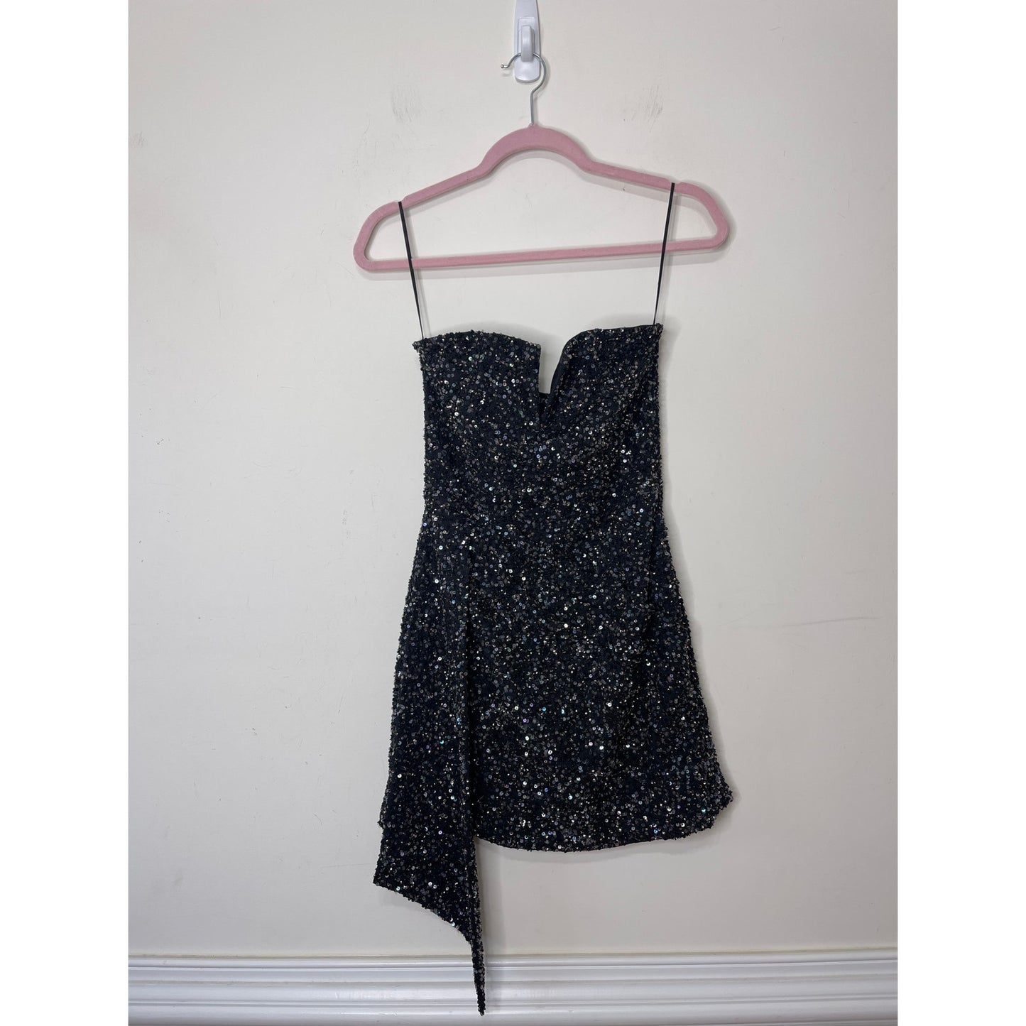 Retrofete Omer Sequin Mini Dress Small Gunmetal Black Embellished Sleeveless