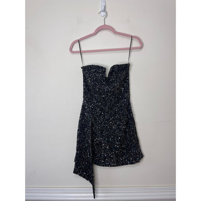 Retrofete Omer Sequin Mini Dress Small Gunmetal Black Embellished Sleeveless