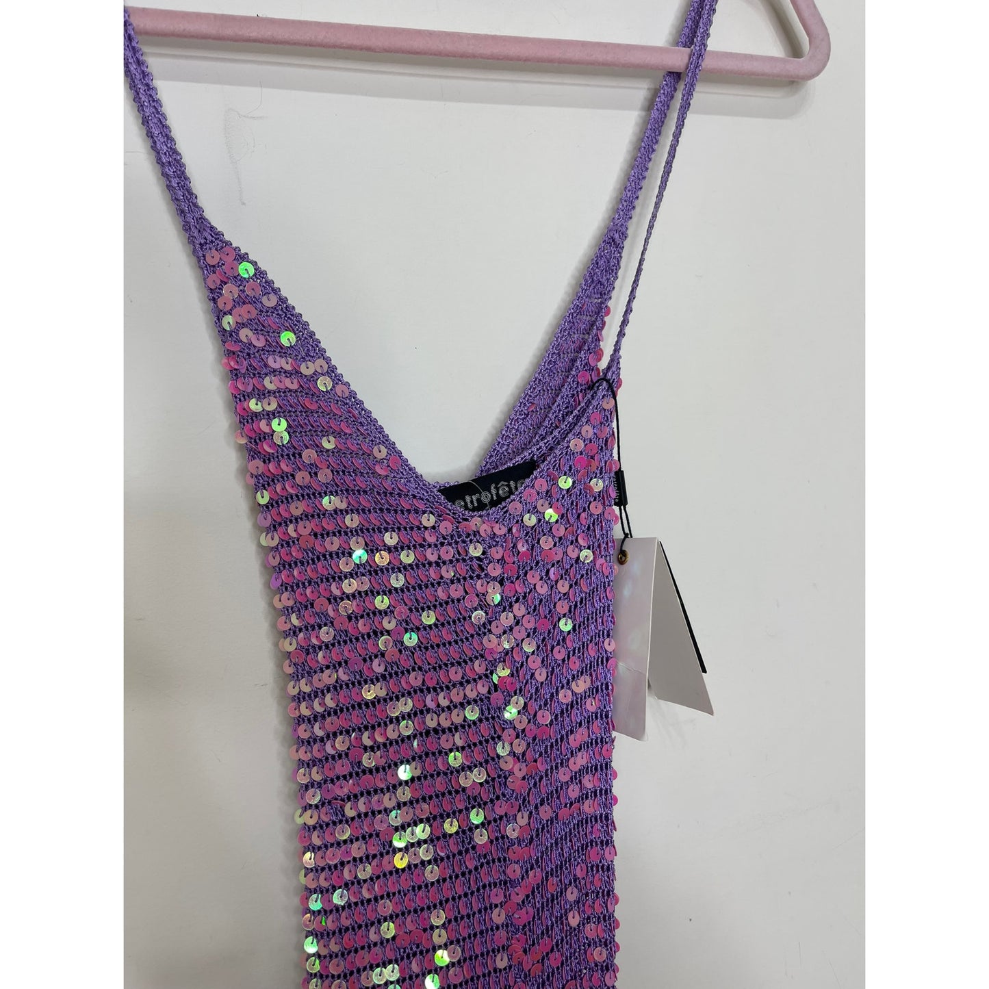 Retrofete Marie Dress in Iridescent Lilac Pink Size M/L Sleeveless Embellished