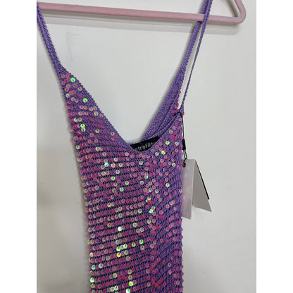 Retrofete Marie Dress in Iridescent Lilac Pink Size M/L Sleeveless Embellished