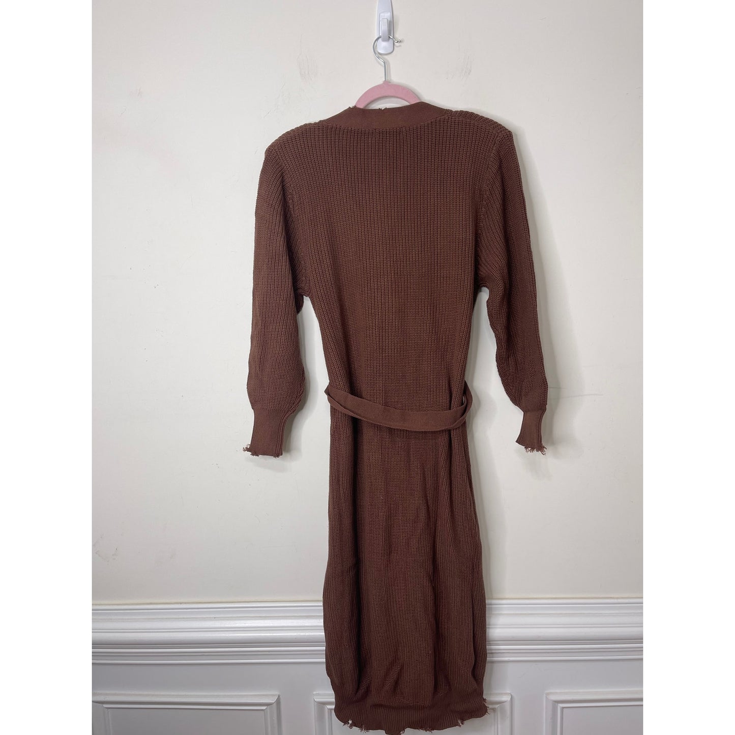 SER.O.YA Amanda Sweater Dress Brown Small Long Sleeve Button Front Knit Cotton