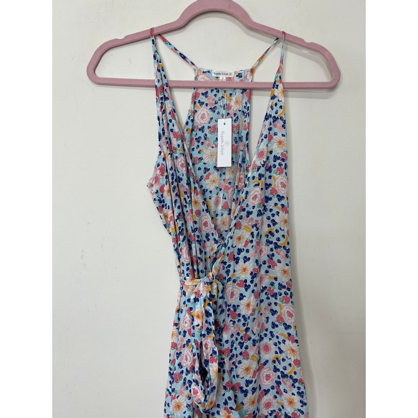 Poupette St. Barth Tamara Floral Wrap Maxi Dress Small Floral Print Sleeveless