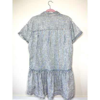 We the Free X Free People Denim Pinstripe Drop Waist Mini Dress Size Medium