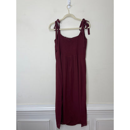 Reformation Besse Midi Dress in Plum Size 12 Sleeveless Lace Tie Lined Zip Back