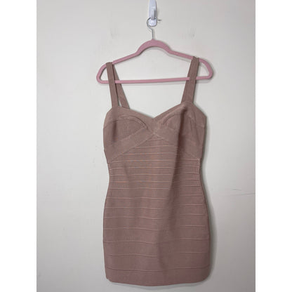 Herve Leger Bandage Sweetheart Strappy Mini Dress in Bare Large Sleeveless
