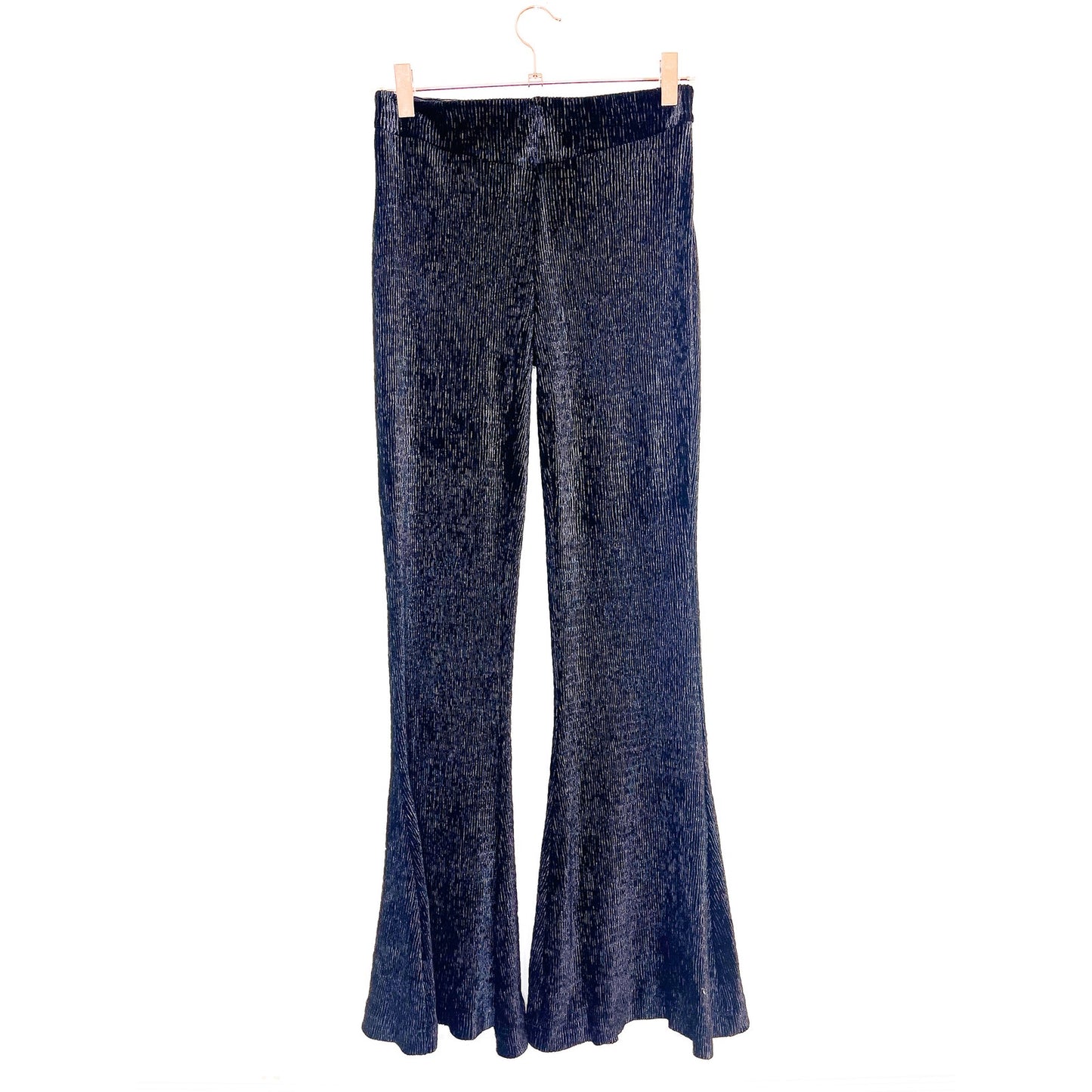 Free People So Charming Velvet Flare Pull-On Pants in Black
