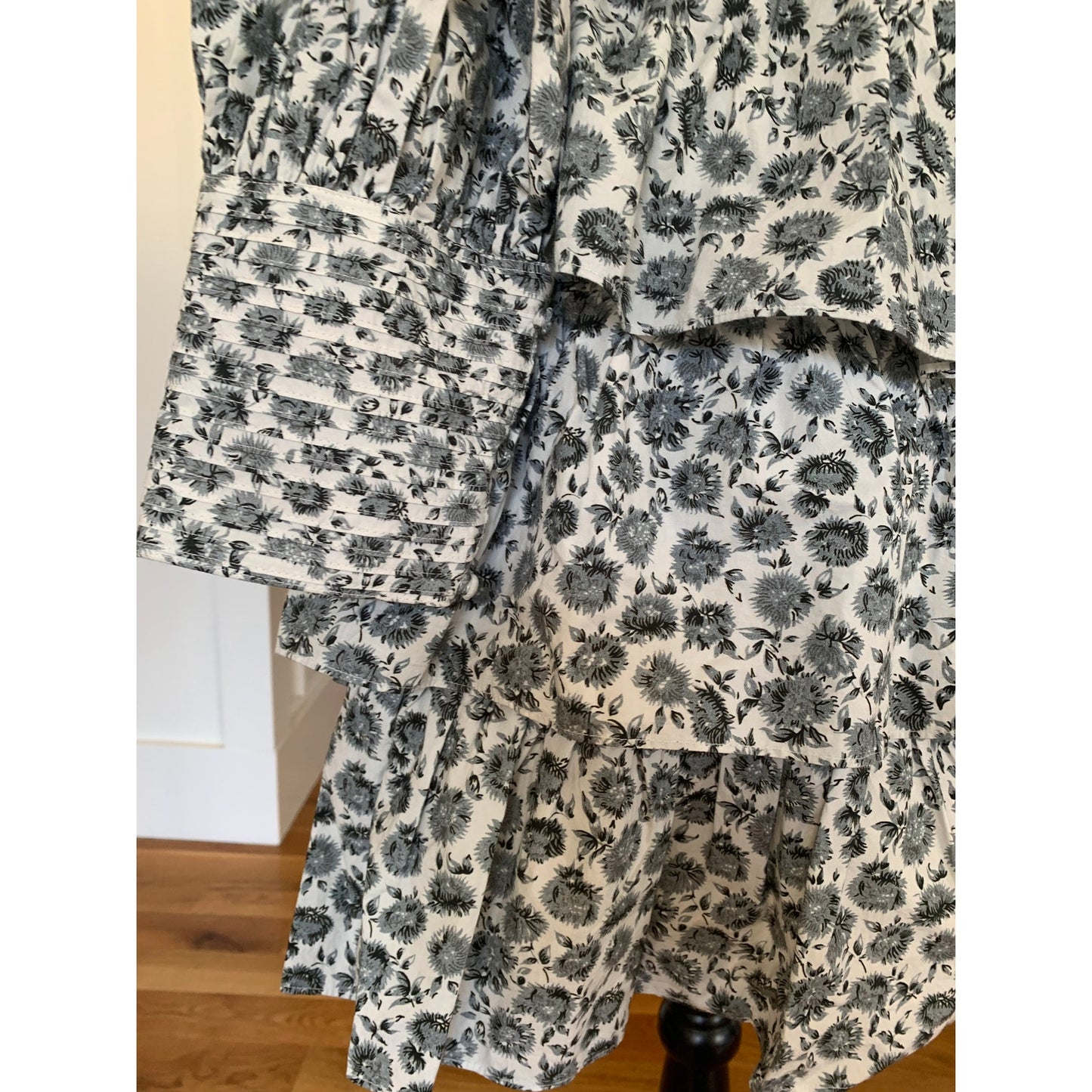 Love Shack Fancy Paris Mini Dress in Warm Grey Size 10 Long Sleeve Lined V-Neck