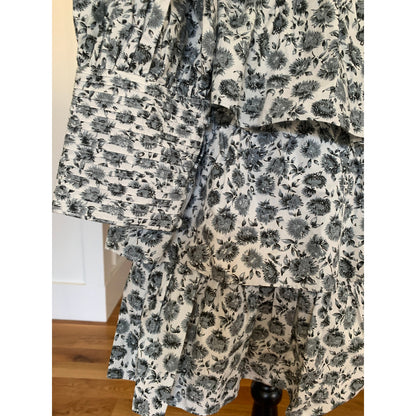 Love Shack Fancy Paris Mini Dress in Warm Grey Size 10 Long Sleeve Lined V-Neck