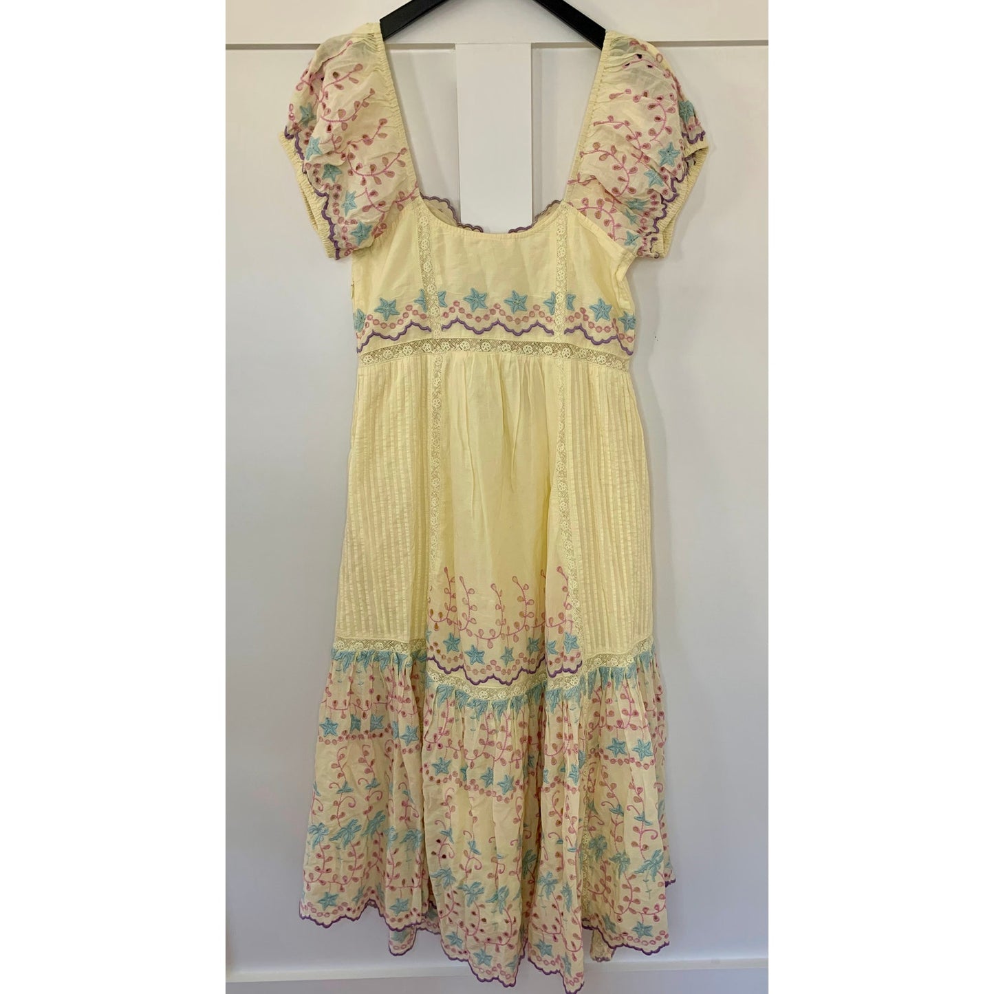 Love Shack Fancy Magena Dress in Rise and Shine Size 6 Short Sleeve Embroidered