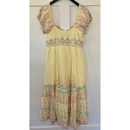 Love Shack Fancy Magena Dress in Rise and Shine Size 6 Short Sleeve Embroidered