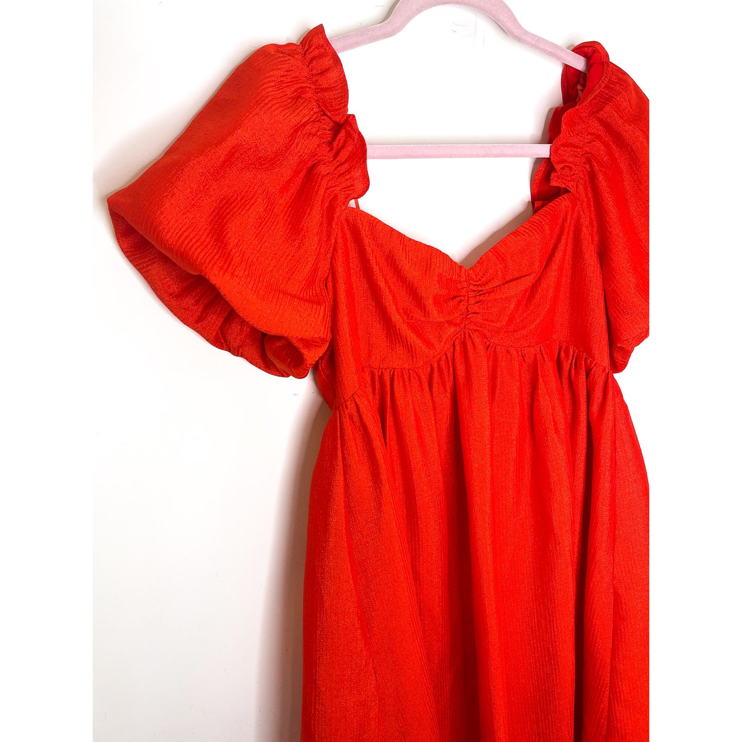 English Factory Red Balloon Sleeve Mini Dress Size Small
