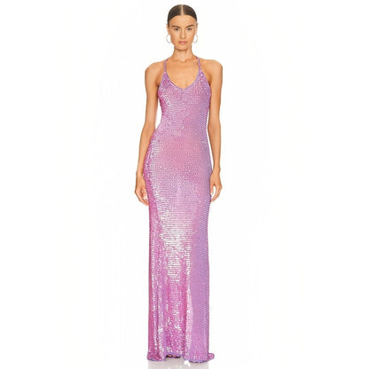 Retrofete Marie Dress in Iridescent Lilac Pink Size M/L Sleeveless Embellished
