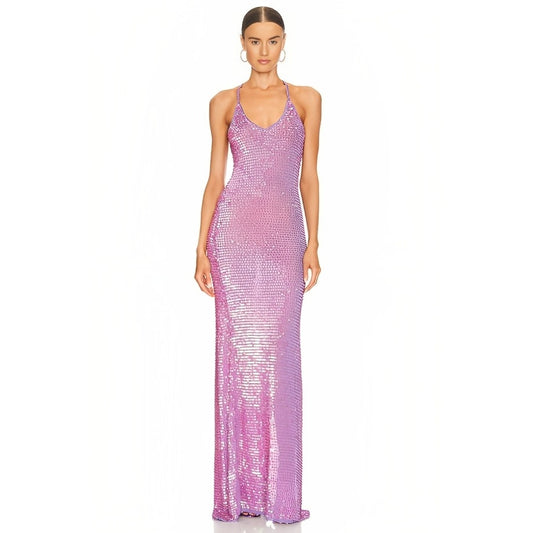 Retrofete Marie Dress in Iridescent Lilac Pink Size M/L Sleeveless Embellished