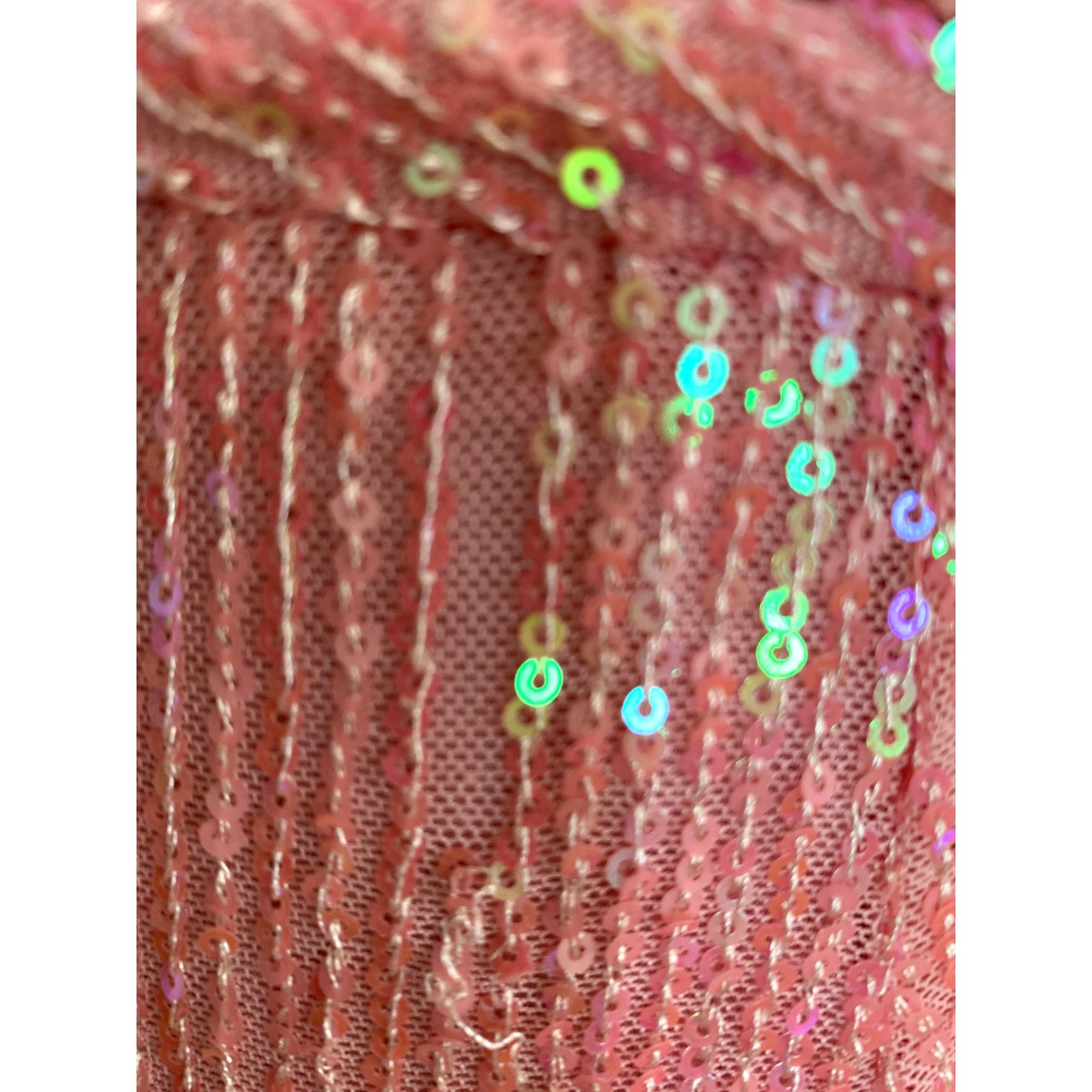 Ieena for Mac Duggal Long Gown Maxi Dress Pink Sequin Size 10 Sleeveless V-Neck