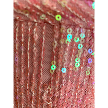 Ieena for Mac Duggal Long Gown Maxi Dress Pink Sequin Size 10 Sleeveless V-Neck