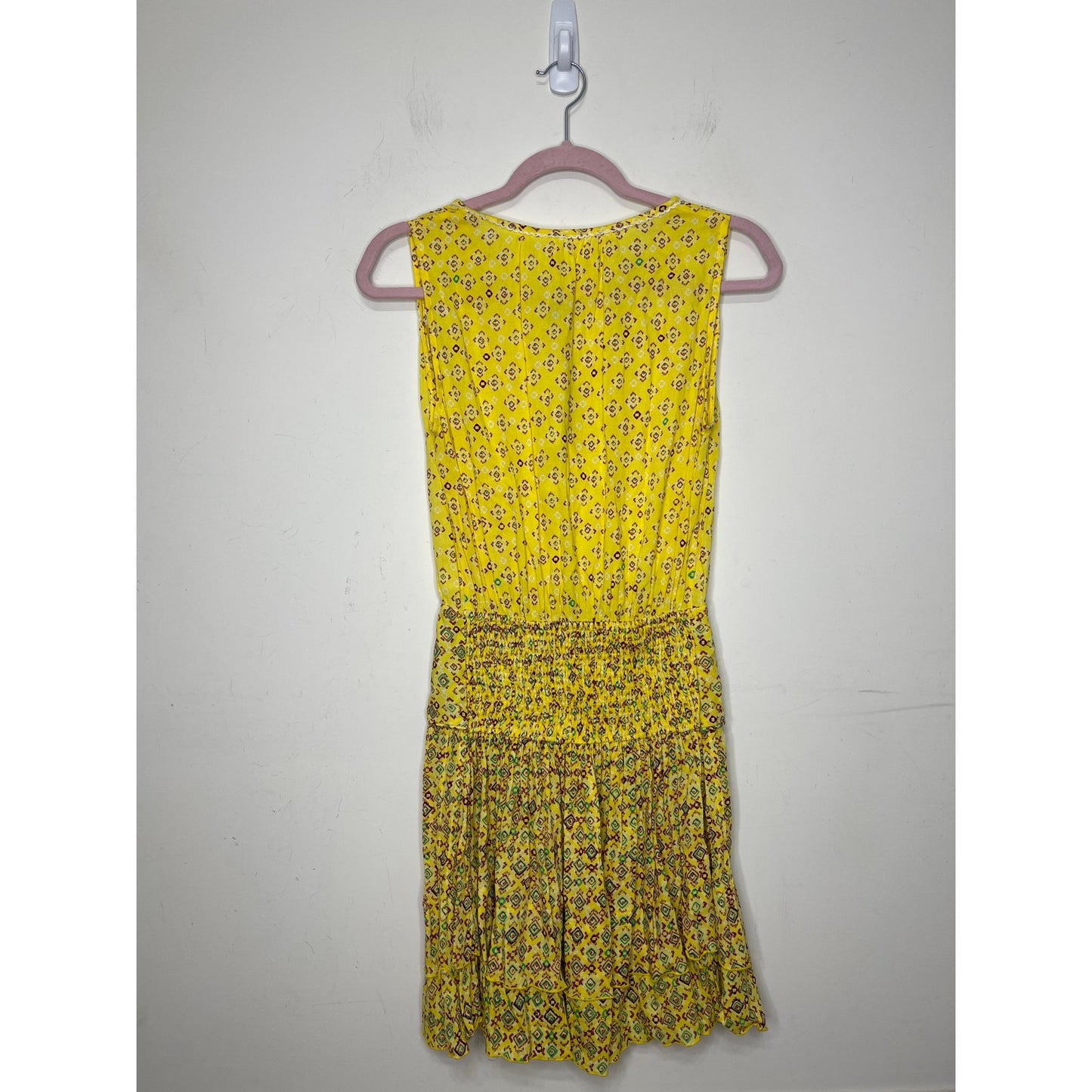 Poupette St. Barth Sylvia Sleeveless Mini Dress in Yellow Small Tiered Casual