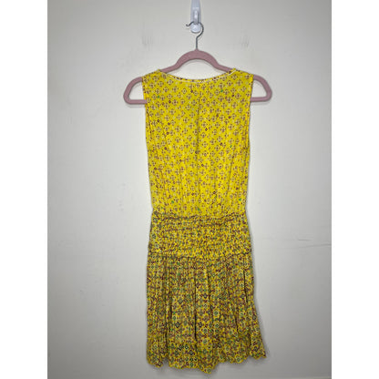 Poupette St. Barth Sylvia Sleeveless Mini Dress in Yellow Small Tiered Casual