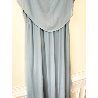 Show Me Your Mumu Caitlin Ruffle Maxi Dress in Steel Blue Chiffon Size XXL
