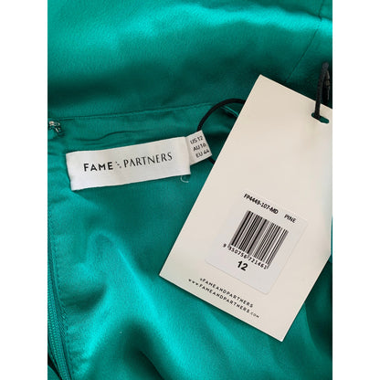 Fame and Partners The Demeter Dress in Pine Size 12 Midi Halter Cutout Lined