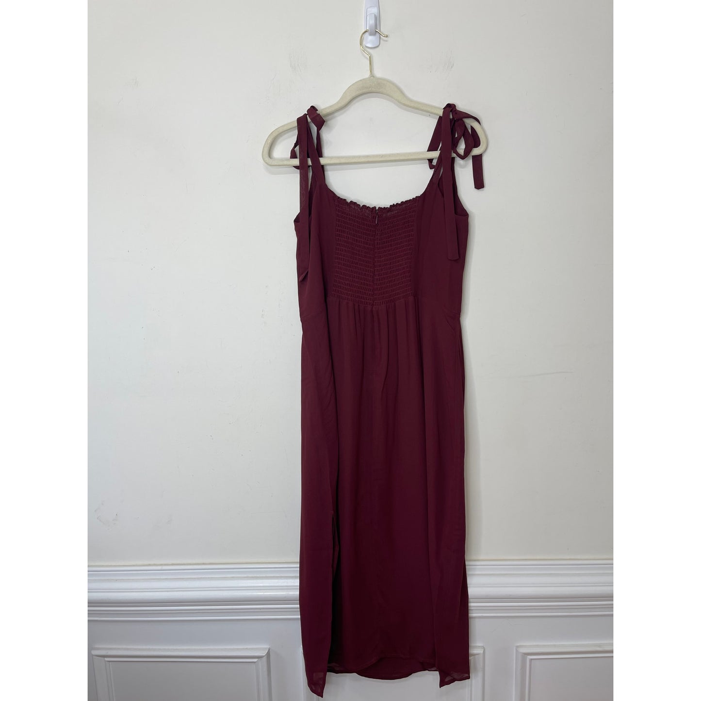 Reformation Besse Midi Dress in Plum Size 12 Sleeveless Lace Tie Lined Zip Back