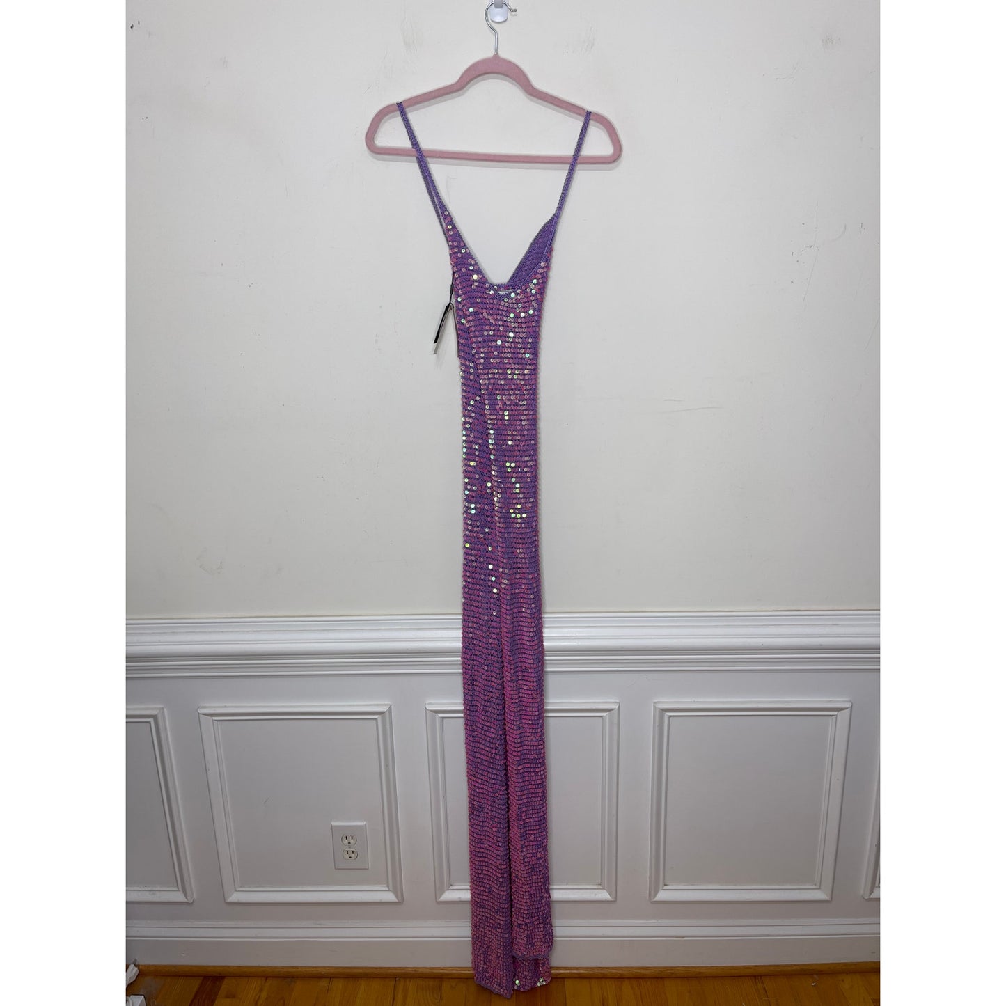 Retrofete Marie Dress in Iridescent Lilac Pink Size M/L Sleeveless Embellished