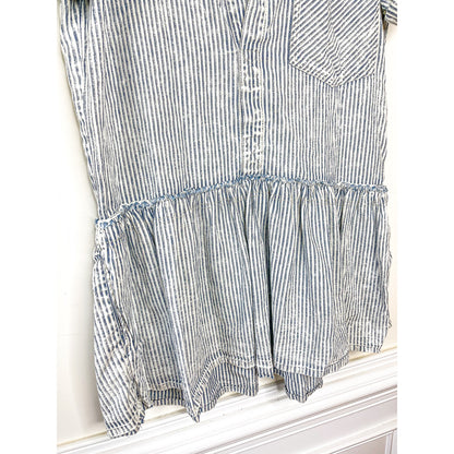 We the Free X Free People Denim Pinstripe Drop Waist Mini Dress Size Medium