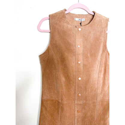 Mango Tan 100% Leather Snap-front Dress Size Medium