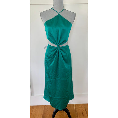 Fame and Partners The Demeter Dress in Pine Size 12 Midi Halter Cutout Lined