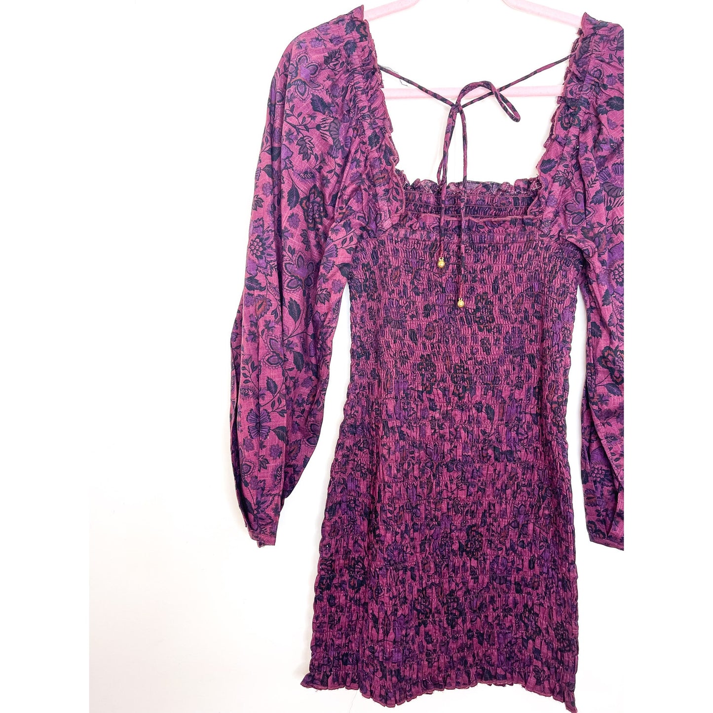Free People Smock It To Me Mini Dress in Hazelnut Combo Size XS