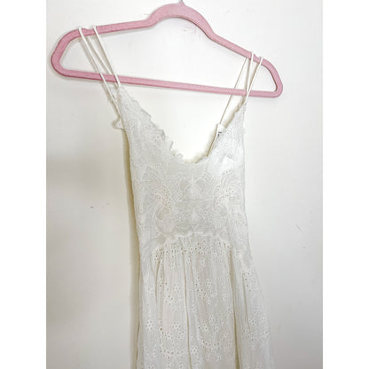 Free People Dolly Embroidered Slip Dress in White Size Small