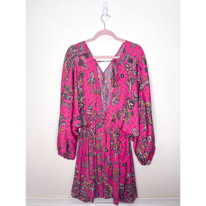 Free People Arzel Printed Mini Dress in Pink Combo Size XS