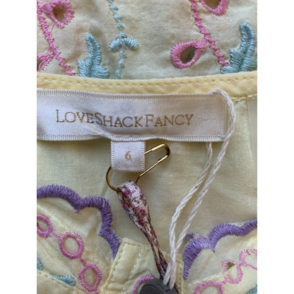 Love Shack Fancy Magena Dress in Rise and Shine Size 6 Short Sleeve Embroidered