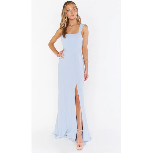 Show Me Your Mumu Paris Gown in Steel Blue Stretch Size Small