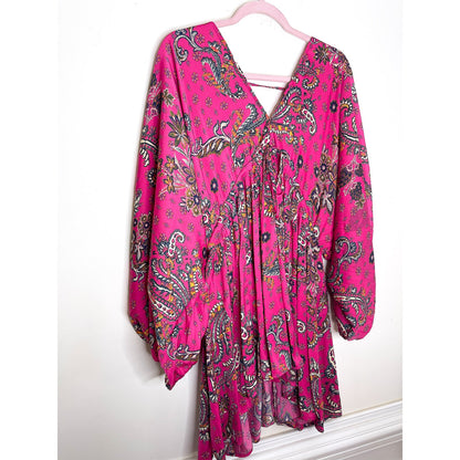 Free People Arzel Printed Mini Dress in Pink Combo Size XS