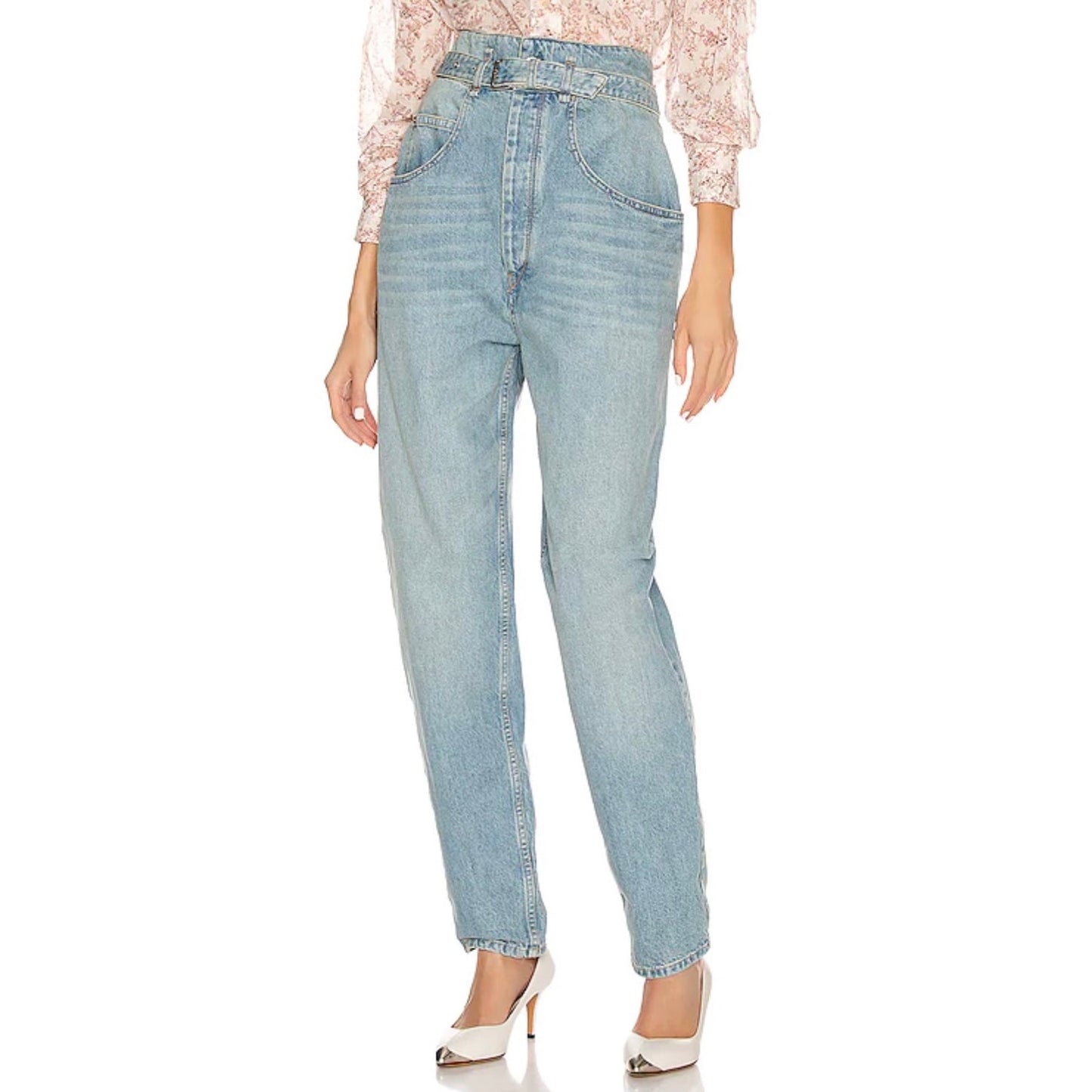 Isabel Marant Etoile Gloria Paperbag-Waist Jeans Size 42