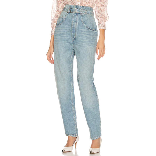Isabel Marant Etoile Gloria Paperbag-Waist Jeans Size 42