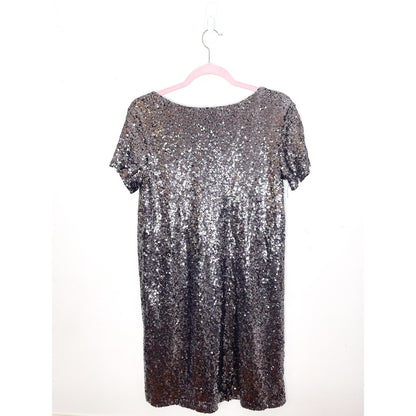 Lulus Light Up The Night Charcoal Sequin Shift Dress Size Small