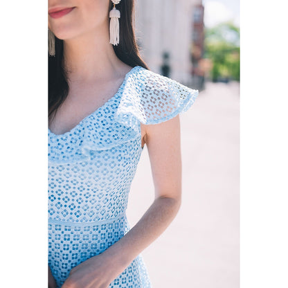 Draper James Blue Lattice A-line Dress Size 6