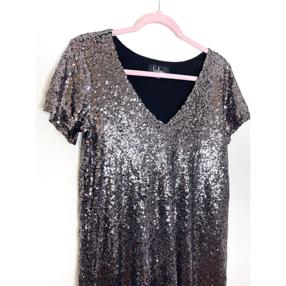 Lulus Light Up The Night Charcoal Sequin Shift Dress Size Small